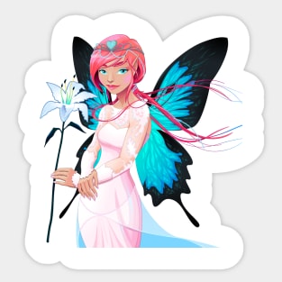 Portrait of a bride fairy with flower Sticker